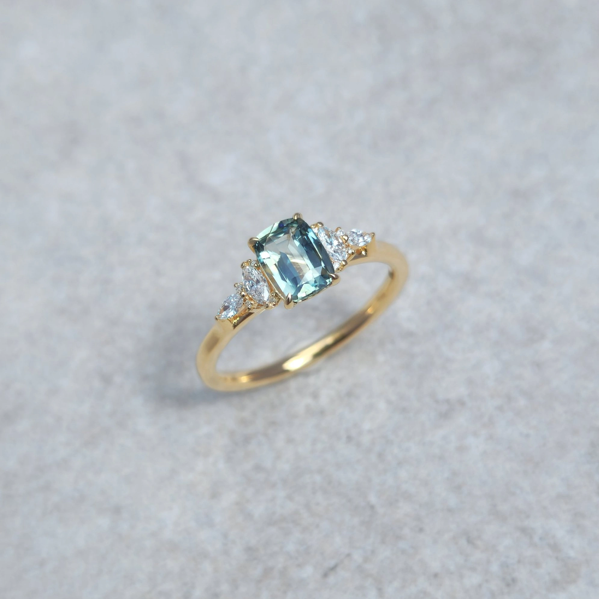 Sapphire and Diamond Accents Ring in 18k Yellow Gold