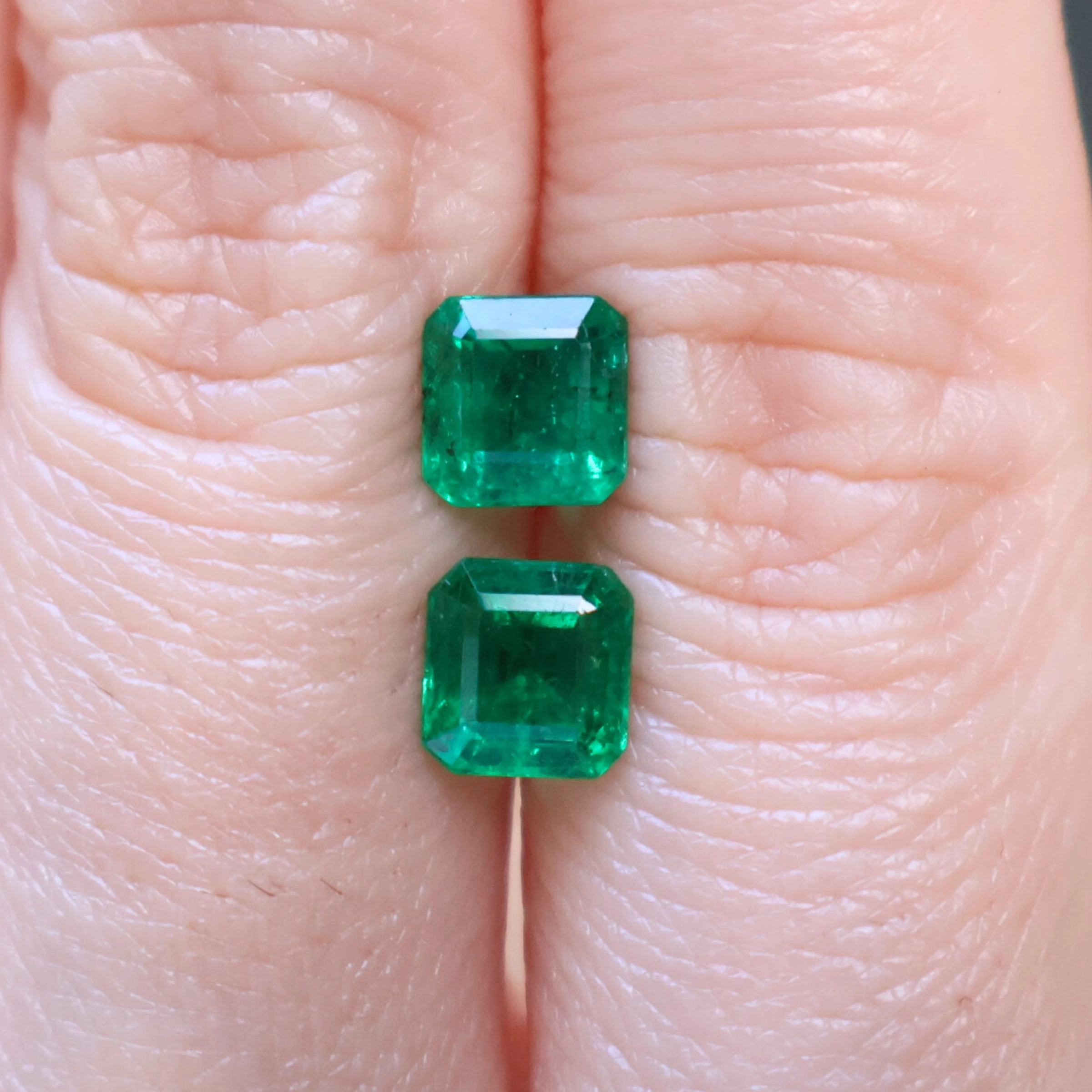 Vivid Green Emerald Pair 2.26ct, Zambia